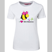 ADULTS T-Shirt - Round Neck - I Love Mini Maestros  - Ladies Tee - On Special!